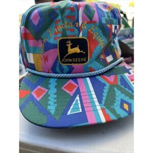 John Deere Tractor Colorful Aztec Trucker Hat Vintage